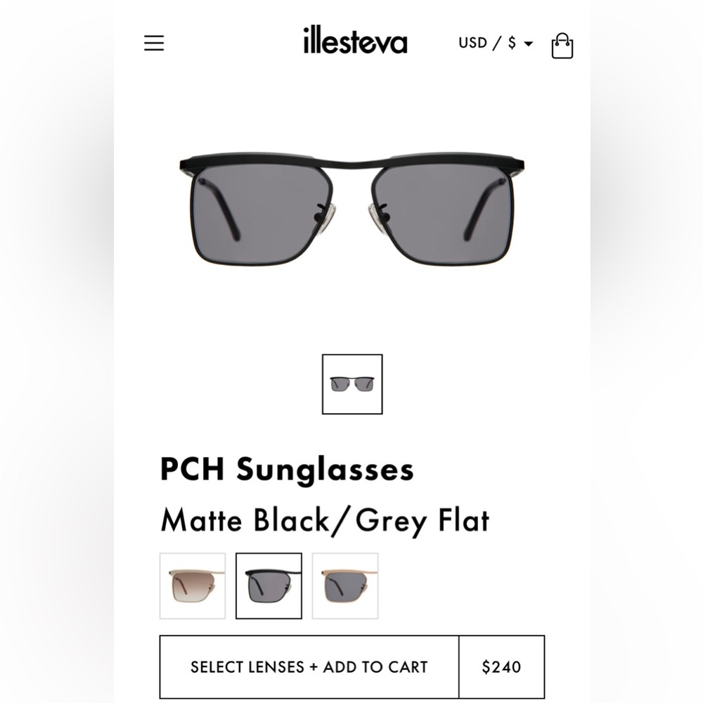 illesteva PCH Sunglasses Matte Black/Grey Flat